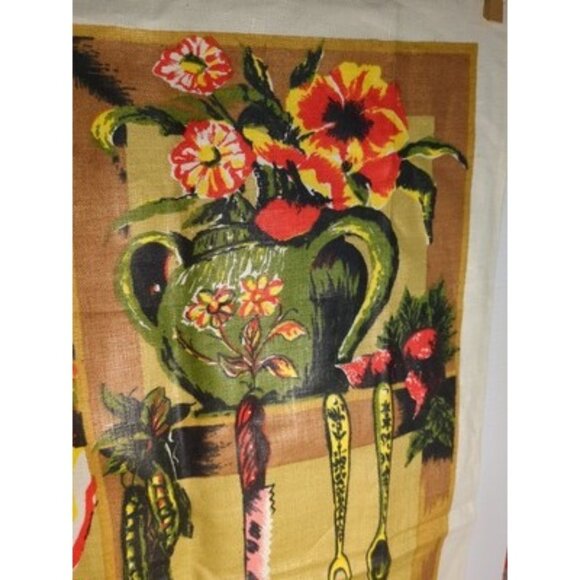 Vtg. Pure Linen Dish Towel 27x16 Kitchen Stlllife Multicolor Czechoslovakia NOS - Picture 5 of 14